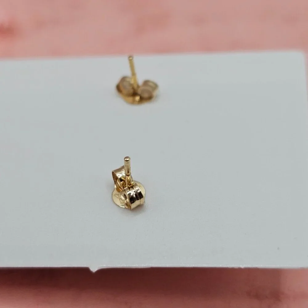 14KT Gold Clear Round CZ 6mm Stud Earrings